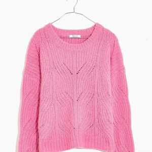 Madewell Alpaca Blend Charley Cozy Pullover Pointelle Knit Sweater